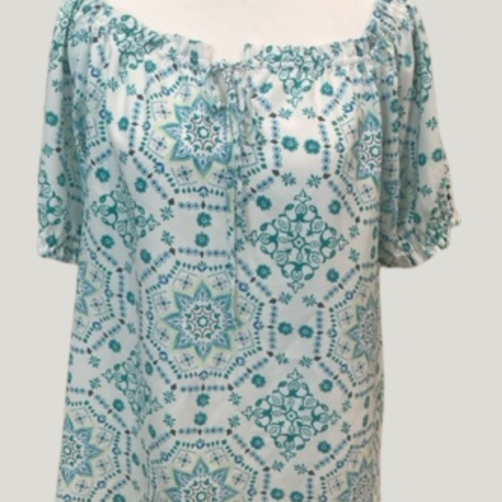 The Loft Off the Shoulder Blue/Turquoise Shirt M